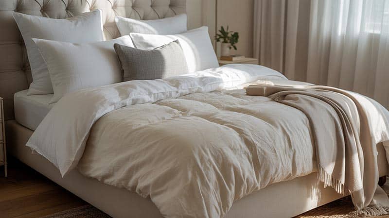 bed-mid Bedding cleaned by Spartan Dry Cleaners.