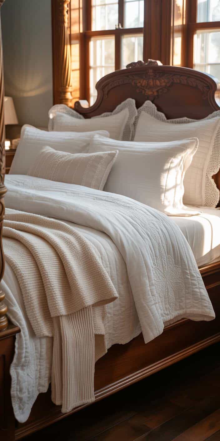 bed-side A beautiful bed with bedding cleaned by Spartan Dry Cleaners