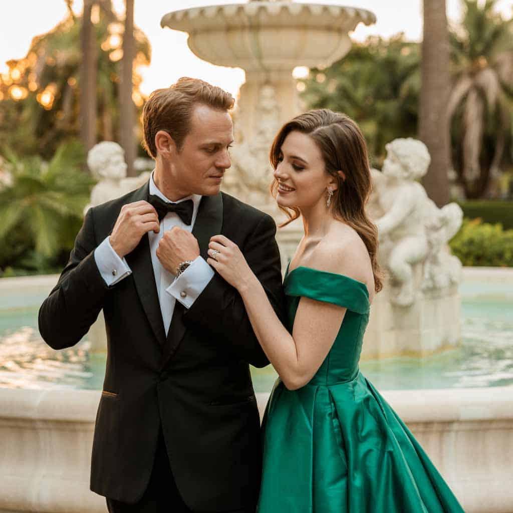 couple-home-page Couple in a garden after getting their clothes cleaned by Spartan Dry Cleaners