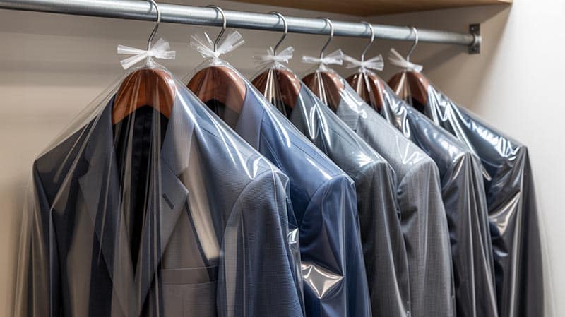 suits Suits that have been dry cleaned